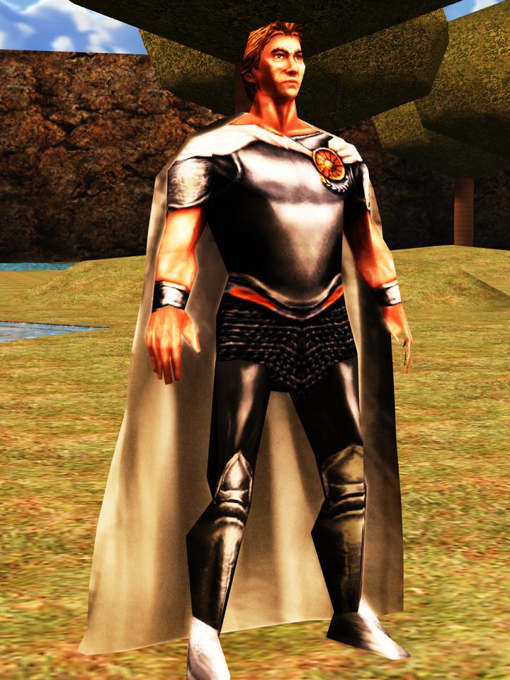 A chestnut-haired Whitecloak in black armour under a white cloak