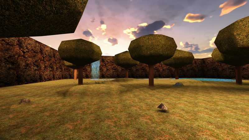 Desert arena under a clear sky with scattered cloud