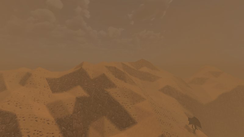 A sandstorm turning the desert arena orange